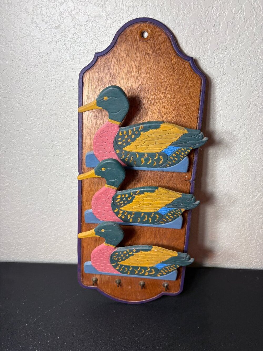 Vintage Whimsical Duck Letter/Mail & Key Wall Mounted Holder Hand Painted